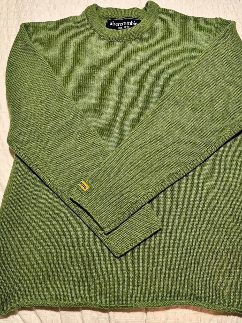 VINTAGE RARE Abercrombie Green Wool Blend Crewneck Sweater Size Large